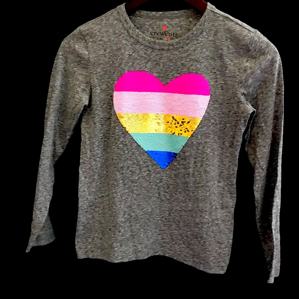 Reversible sequin heart graphic t-shirt
